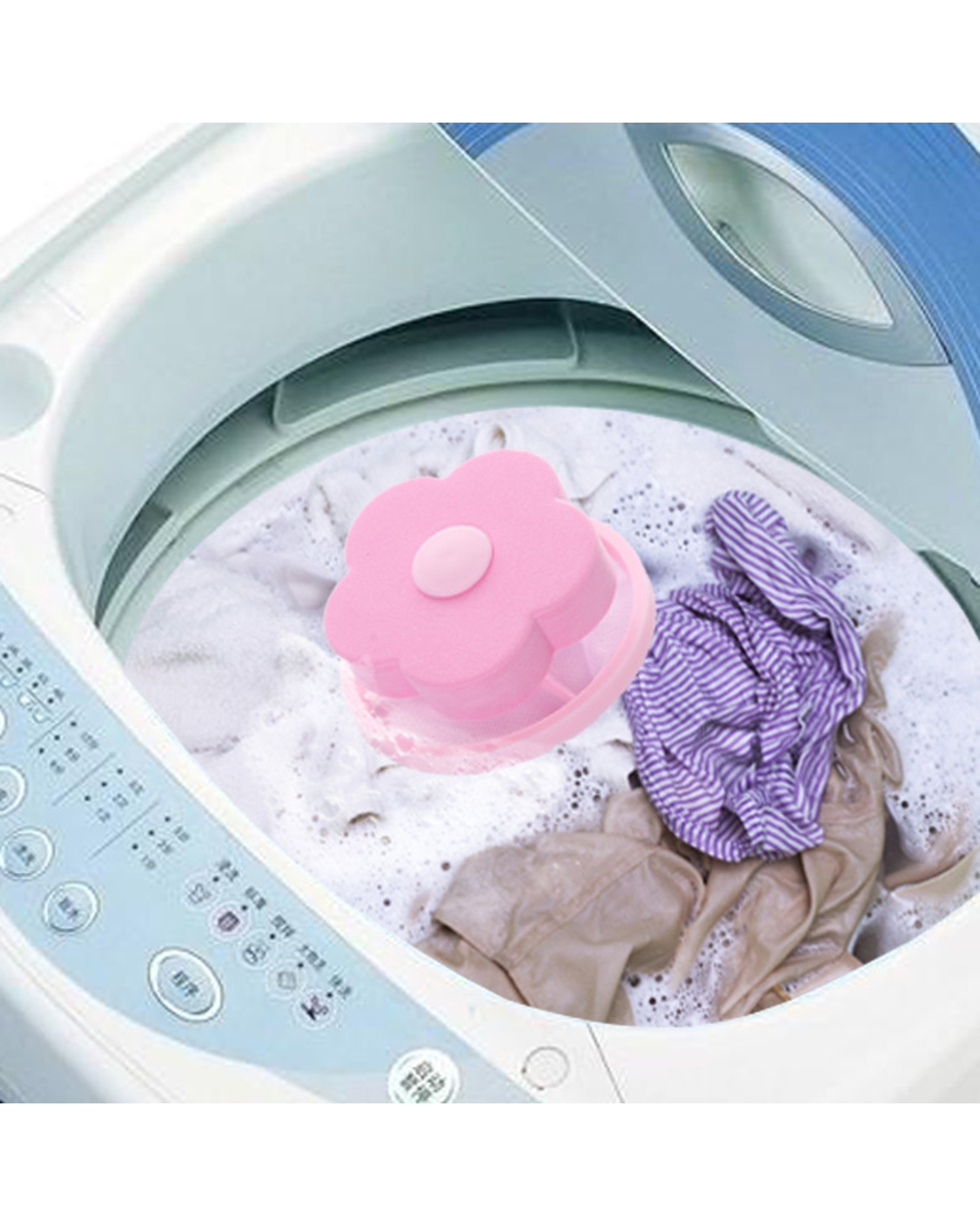 1Pc 2 Colors Floating Lint Mesh Bag Hair Catcher Washing Machine Filter Net Pouch Household Laundry Float Storage Suppl front-2