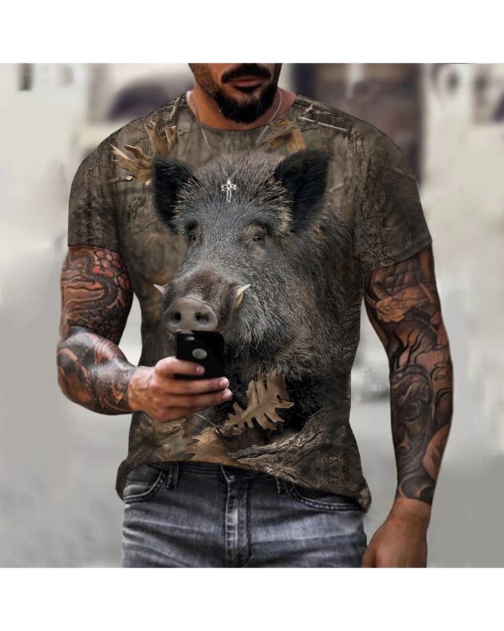 Hunting Animal T Shirts Mens Womens Printed Short Sleeves Street Casual Oversized Clothing front-4