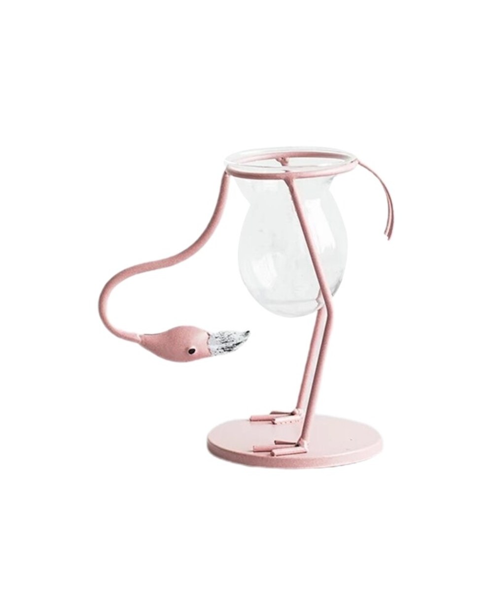 Flamingo Shape Glass Tabletop Plant Holder front-2