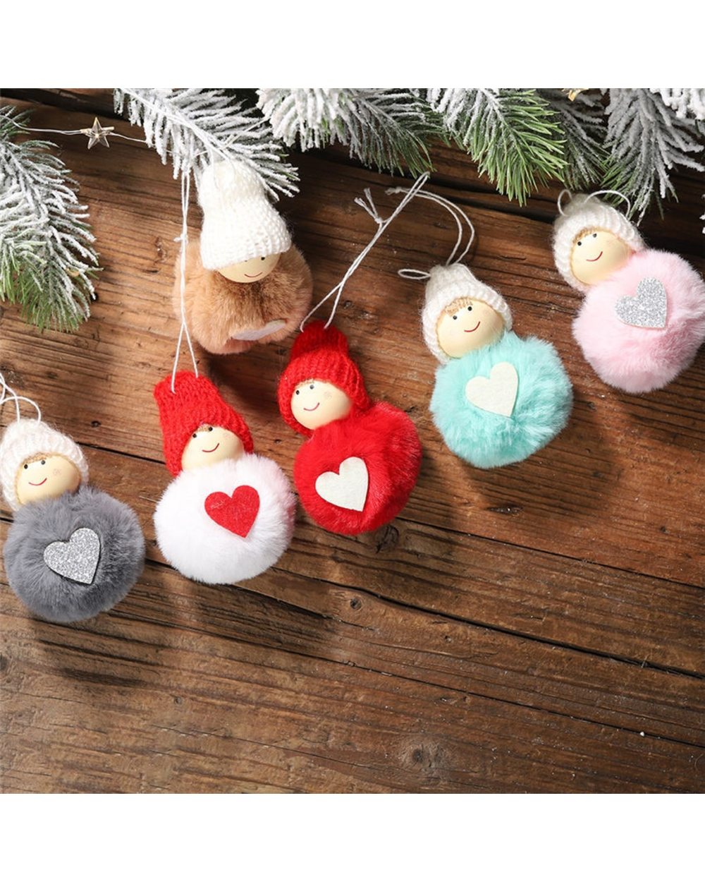 Cute Christmas Pendants Angel Girl Doll Santa Claus Pendants Christmas Tree Decor for Home Xmas Ornaments Gifts for Kids front-2
