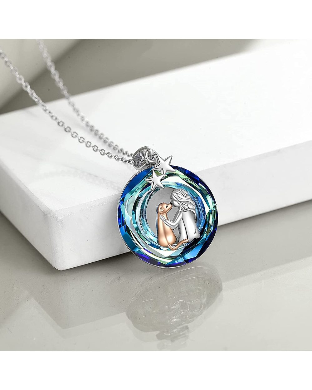 Dachshund Dog Necklace for women Dog and Girl Pendant Gifts for Dog Lover Dog Memorial Jewelry front-2