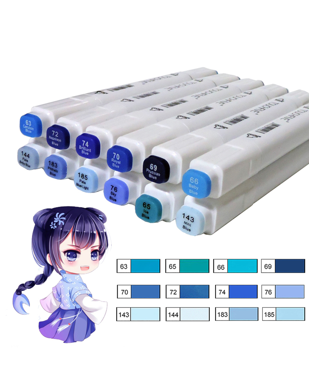 Sketch Art Marker Twin Tip Manga Animation Design Art Supplies For Painting Illustration 12/24/30 Colors Touchfive Art front-2