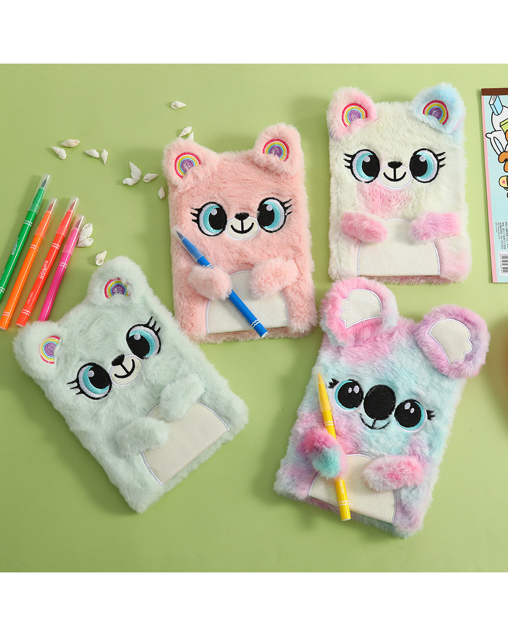 Cute Cat Notebook With Lock Kawaii Unicorn Diary Journal A5 Agenda Planner Organizer Wonderful Plush Note Book School S front-1