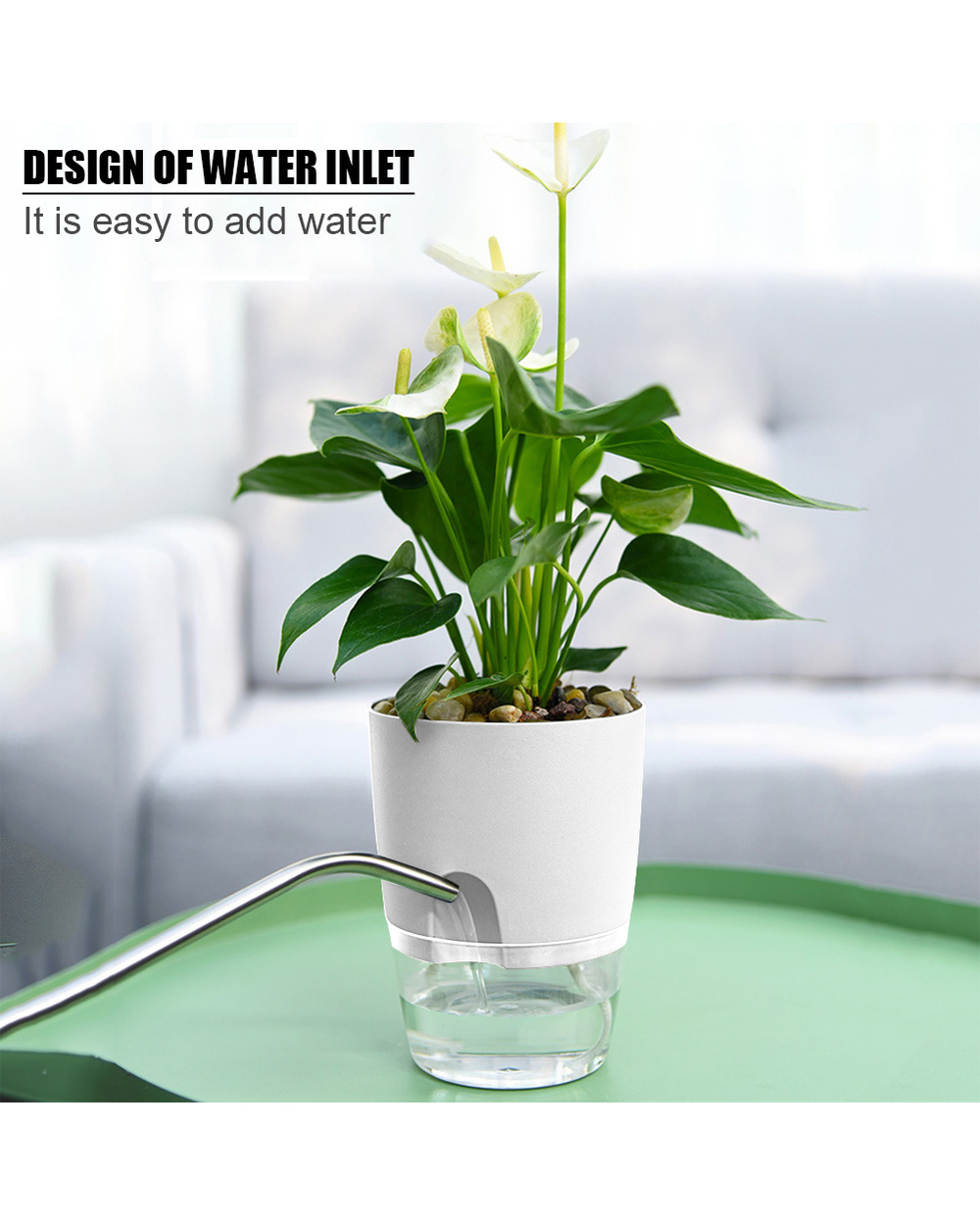 2 Layer Hanging Pic Wall Planter Basket Self Watering Plant Flower Pot Vase Water Container Pic Flower Planter Stand front-4