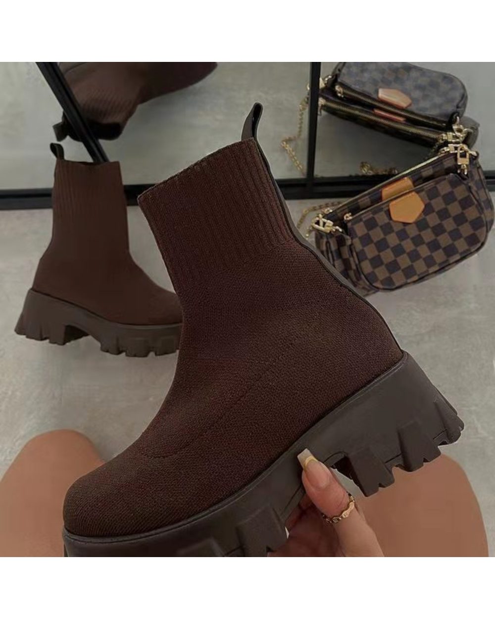 Knitted Short Boots front-1