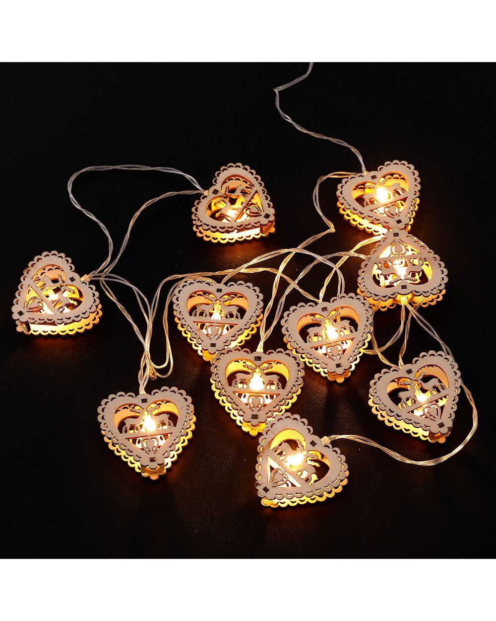 2M 10 LED Christmas Tree House Style Fairy Light String Heart Shaped Wedding Natal Garland Christmas Home Decorations front-3