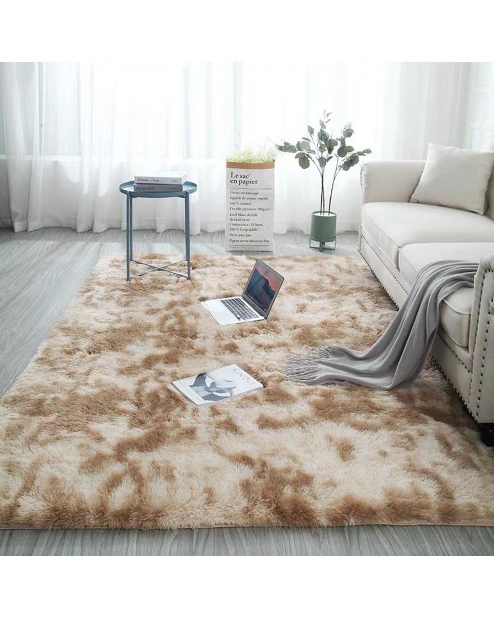 38Nordic Fashion Fluffy Non-Slip Mixed Dyed Carpet Living Room / Bedroom Center Carpet Black Gray Pink Sky Blue 9 Colors front-2