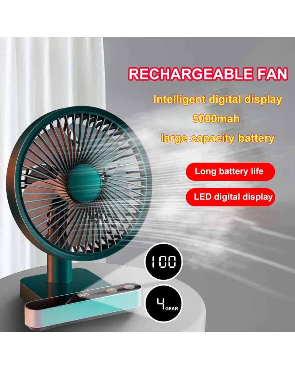 Loylov New Shaking Head Usb Rechargeable Fans Desktop Home Office Silent Circulating Electric Fan Cool Rechargeable Por front-1