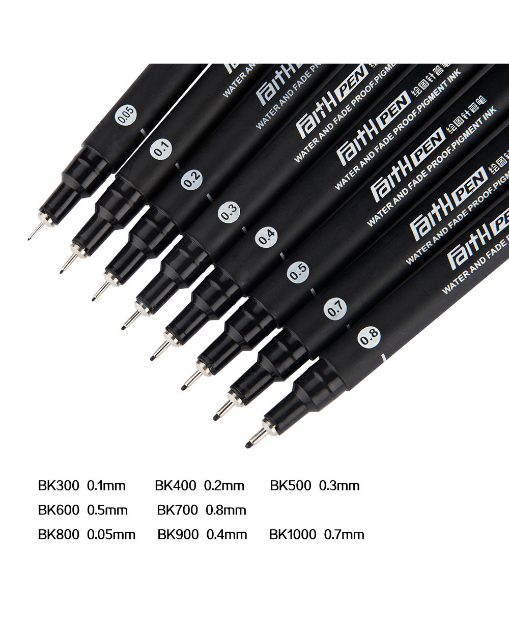 1-Piece Needle Pen Water And Fade Proof Pigment Ink 0.05 0.1 0.2 0.3 0.4 0.5 0.7 0.8 Black Fineliner Sketching Pens front-0