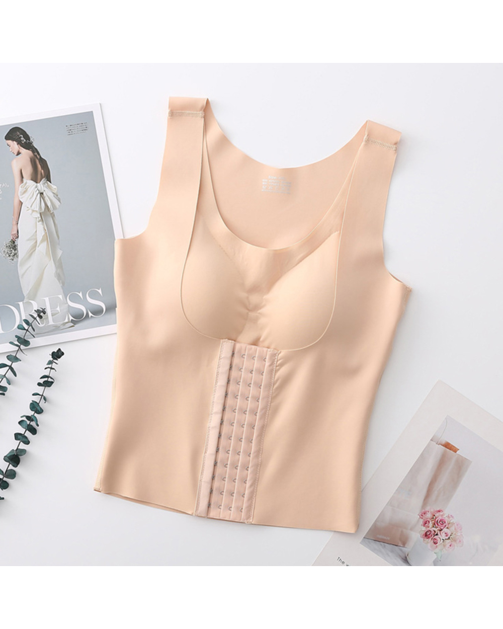Women Shapewear Padded Tummy Control Tank Top Corset Slimming Camisole Sheath Body Shaper front-4