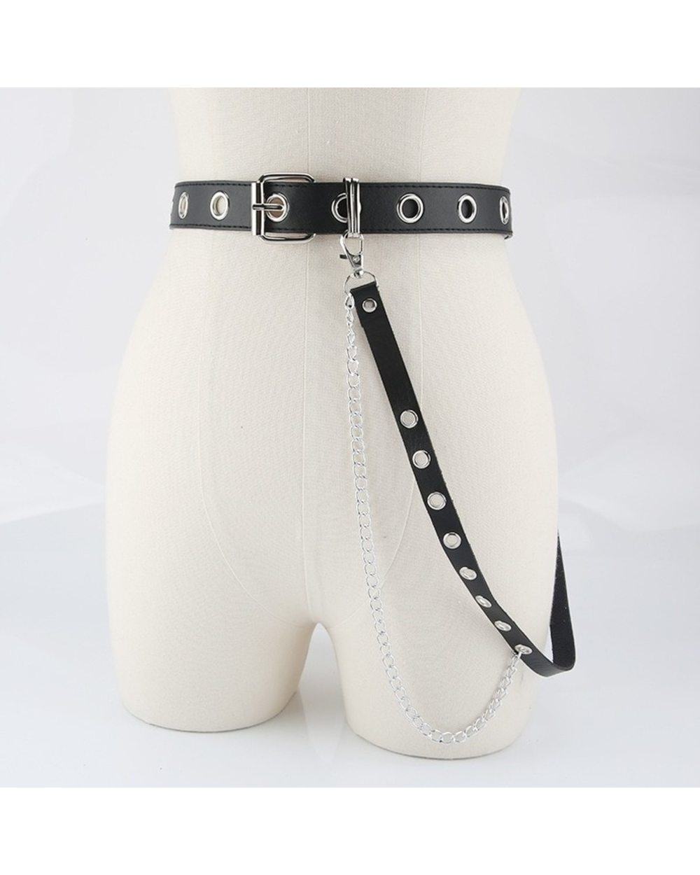 Harajuku Dark Girl Punk Gothic Style Double-Breasted Buttonhole Single-Breasted Buttonhole Belt Decoration Jk Waist Cha front-2