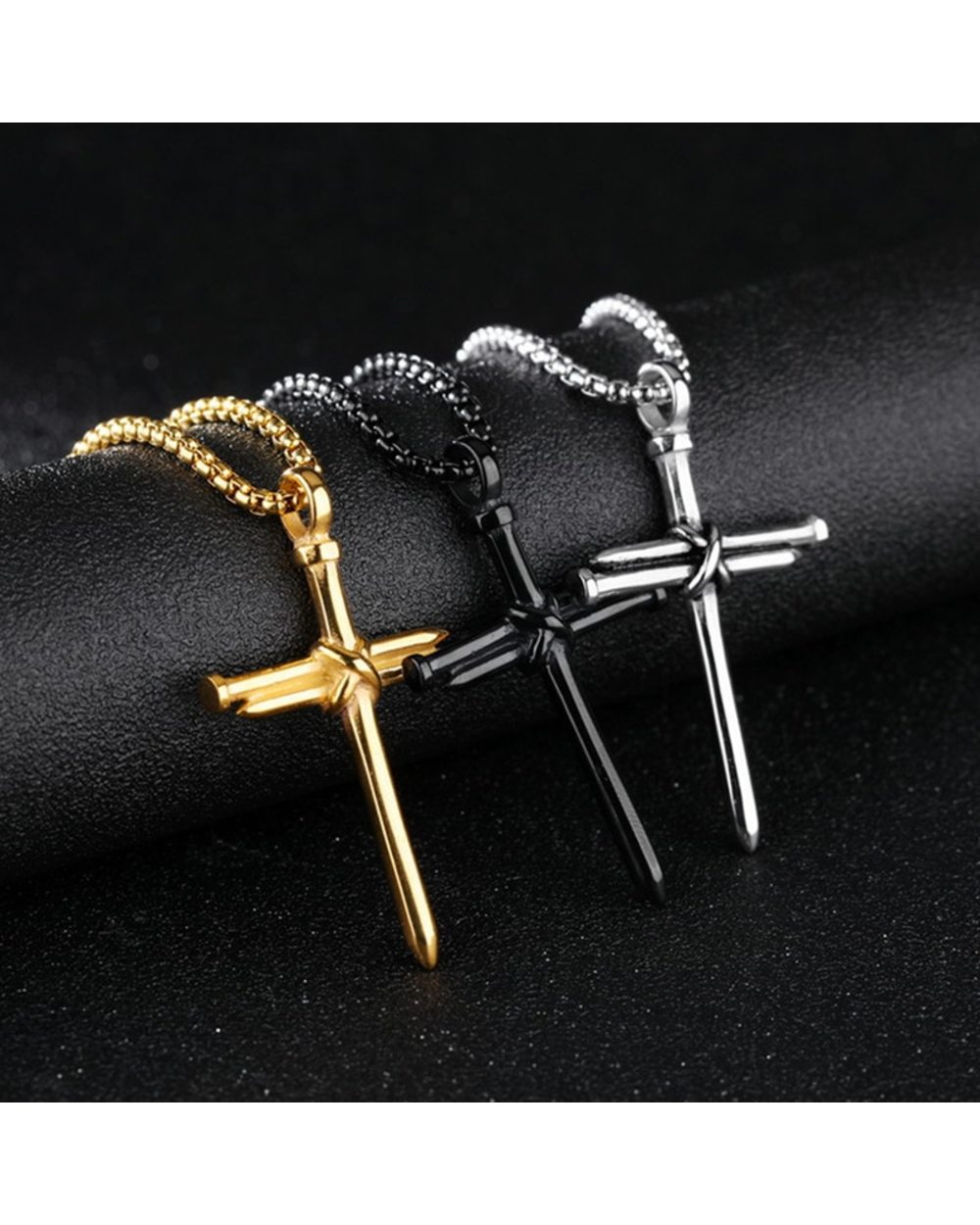 Men's Nail Cross Necklace front-2