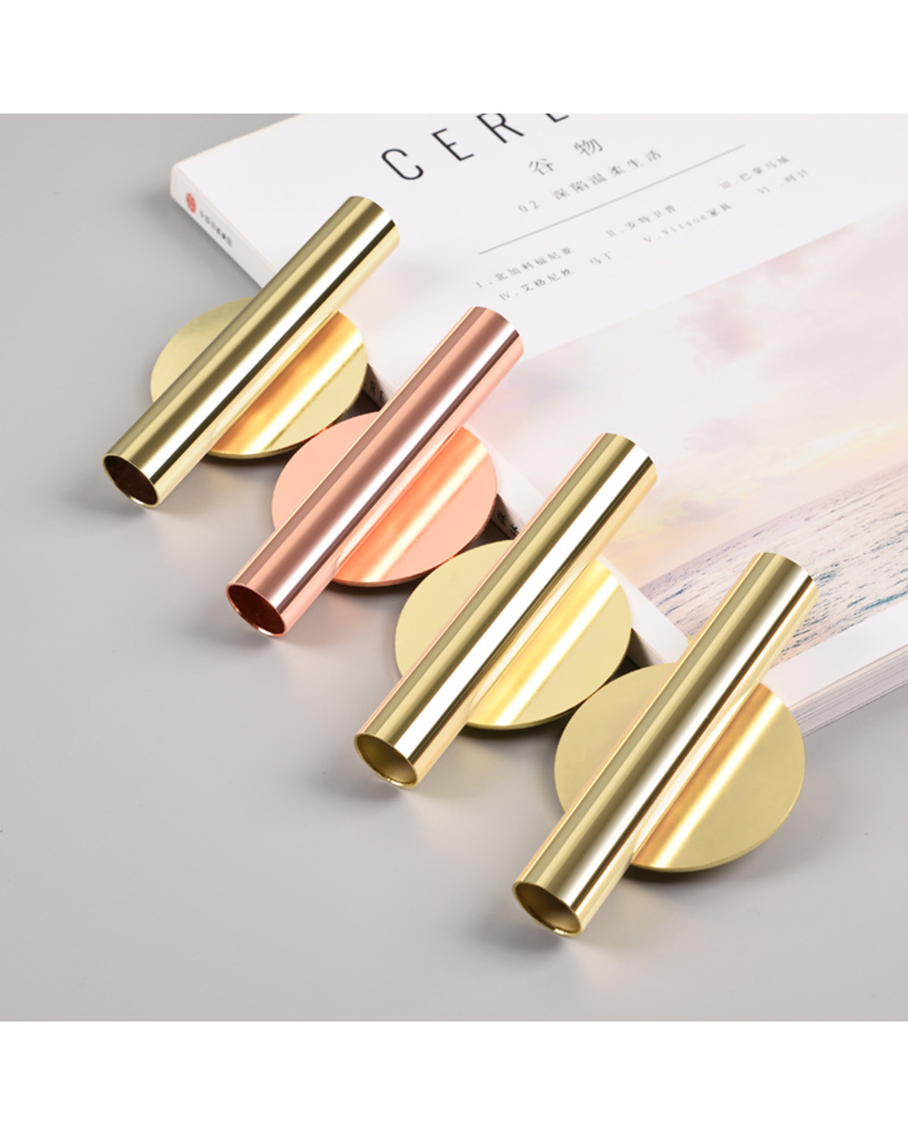 Creative Wall Flower Ware Nordic Style Wall Flower Tube Vase Gold Non Perforated Living Room Wall Decoration Pendant front-2
