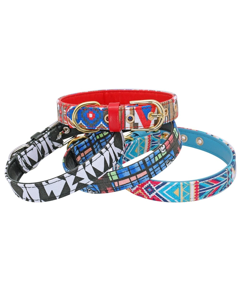 PU Leather French Bull Dog Collar Printed Pet Puppy Dog Collars Adjustable For Medium Large Dogs Collier front-1