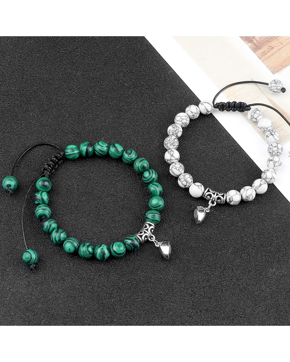 Hot Couple Distance Bracelets- Lovers Heart Magnet Adjustable Bangle Friend Jewelry front-2