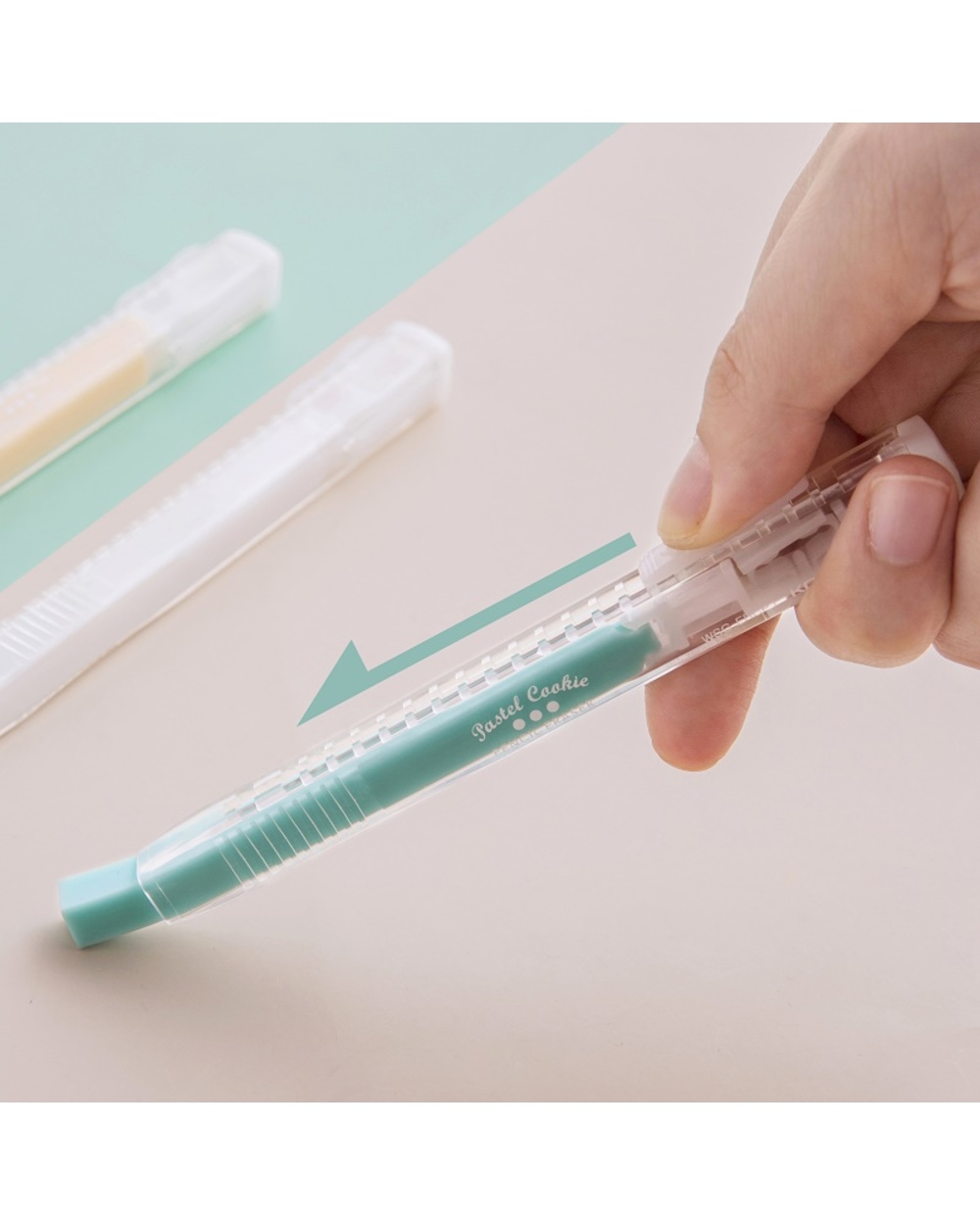 Kokuyo Pencil Eraser Pastel Cookie Series Color Stick Erasers Pen Replenishable Refill Japanese Stationery Office Schoo front-3