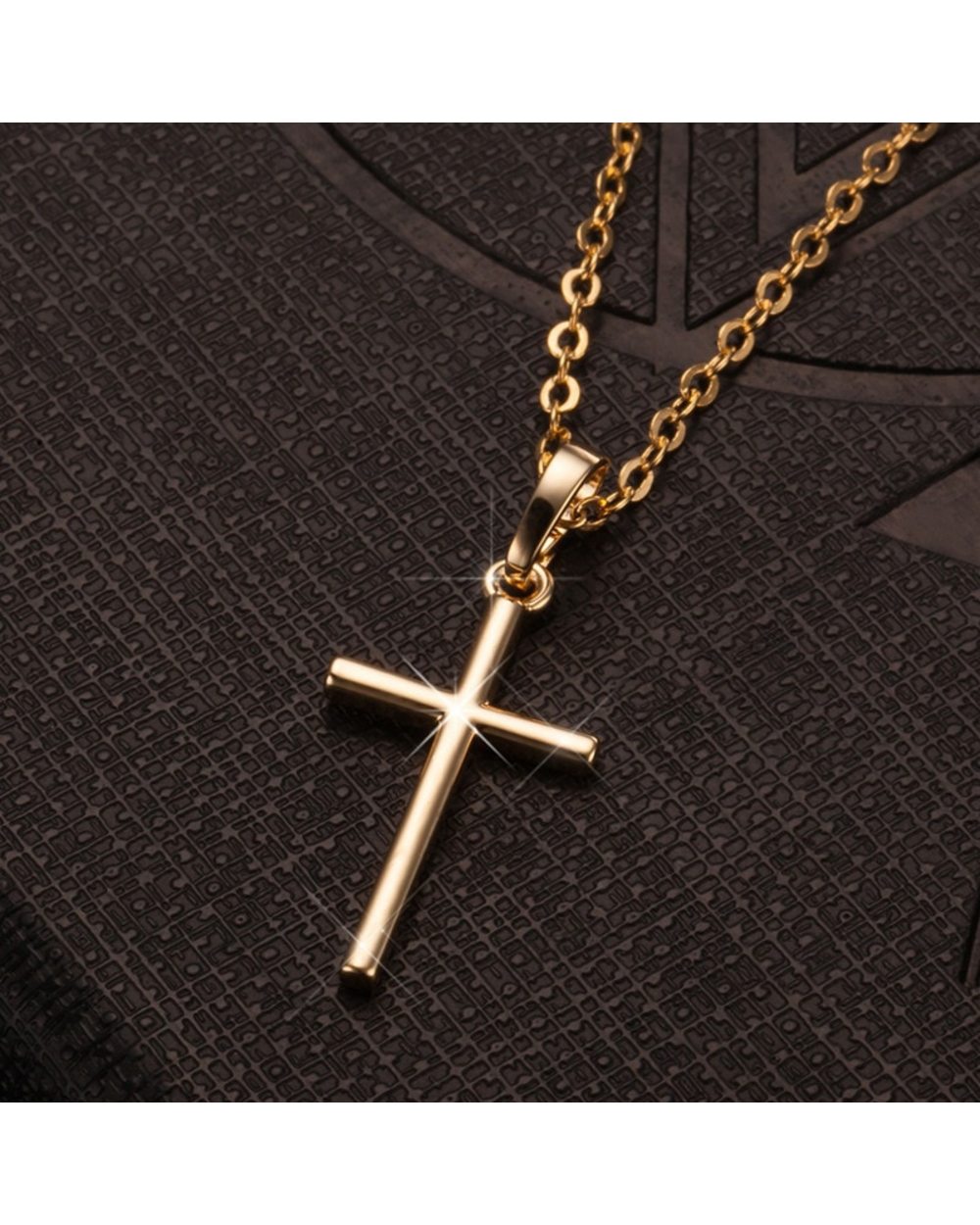 Mens Gold Silver Color Cross Necklace Pendant front-1