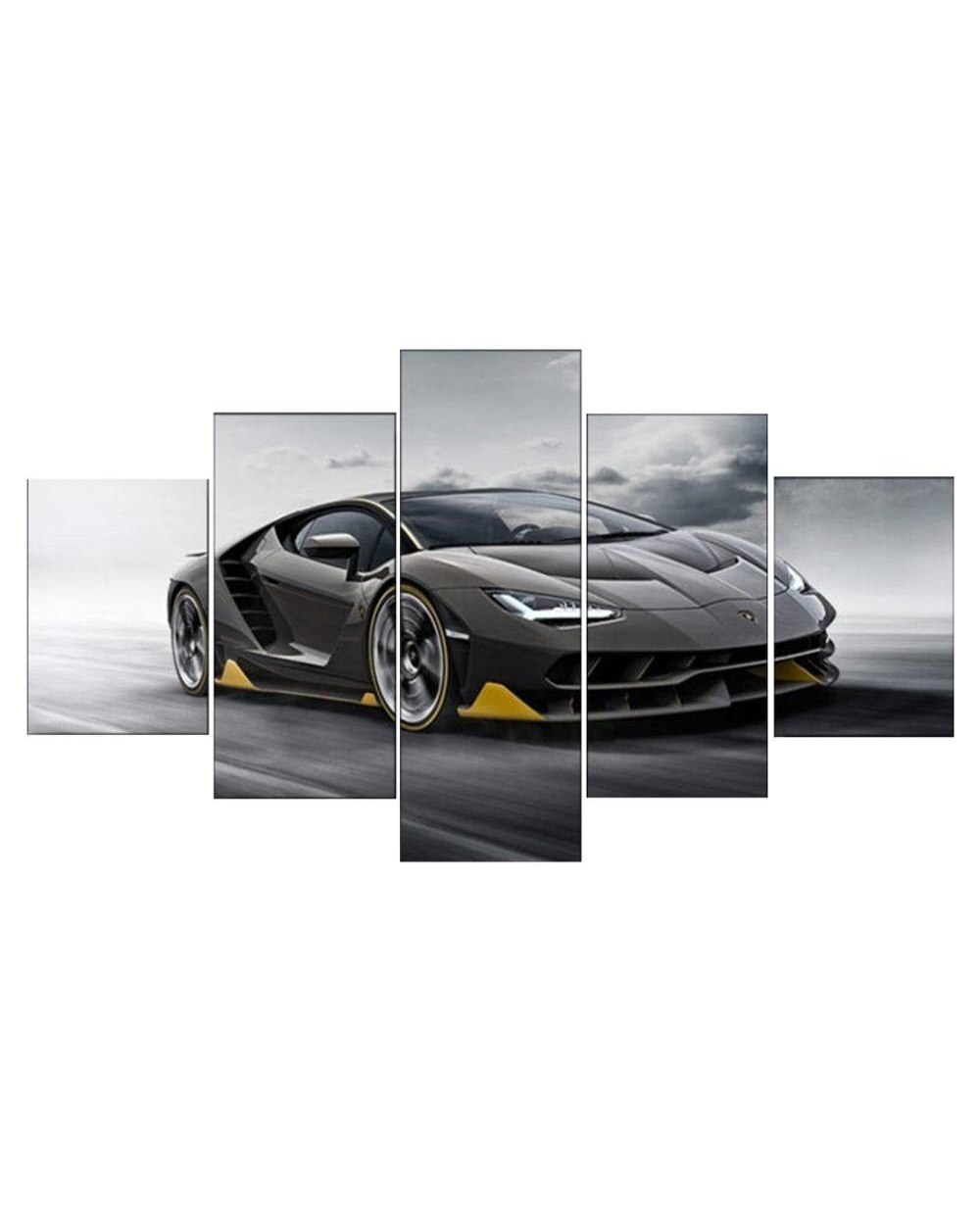 Supercar Pictures Black Sports Picture Print Car 5 Panel Canvas Art Wall Decor front-2
