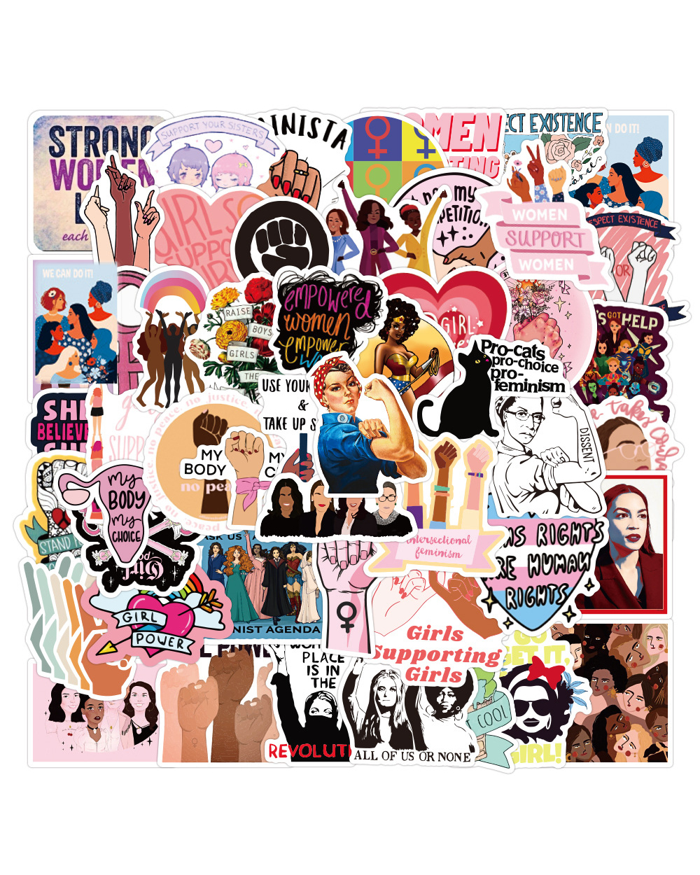10/30/50PCS Cool Feminist Supporting Women Cartoon Graffiti Stickers Fridge Guitar Laptop Motorcycle Travel Waterproof front-1