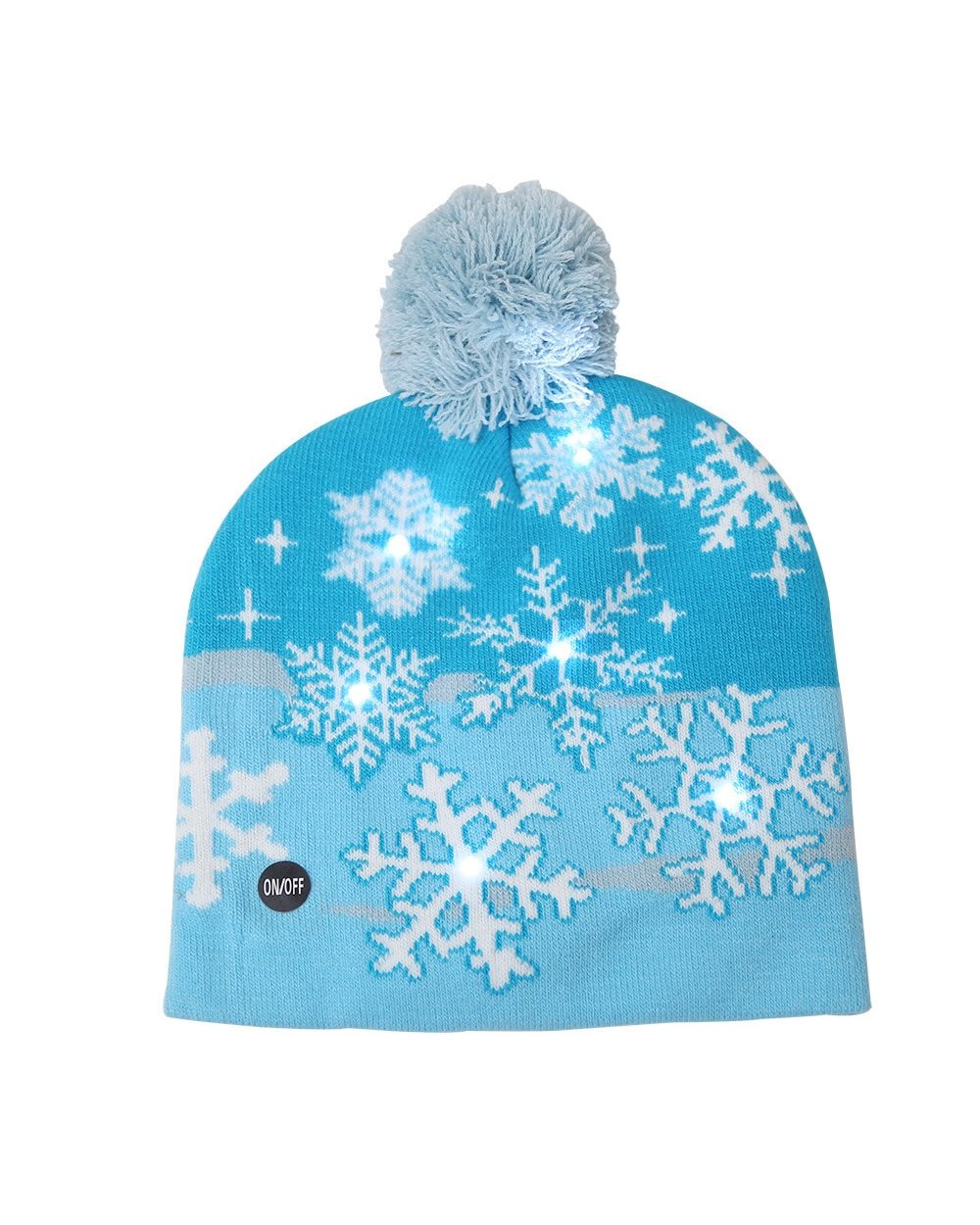 2022 Christmas Hats Knitted Beanie Hat With LED Light Up Cartoon Patteren Xmas Gift Illuminate Hat For Kids Adult Party front-3