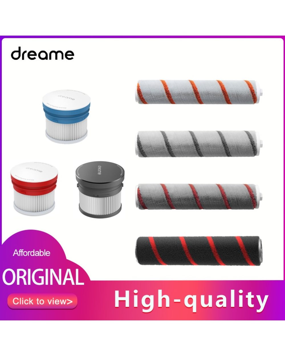 Original Dreame V10 Hepa Filter Roller Brush For Dreame Wireless Vacuum Cleaner V9 V10 V11 V12 Washable High Efficiency front-0