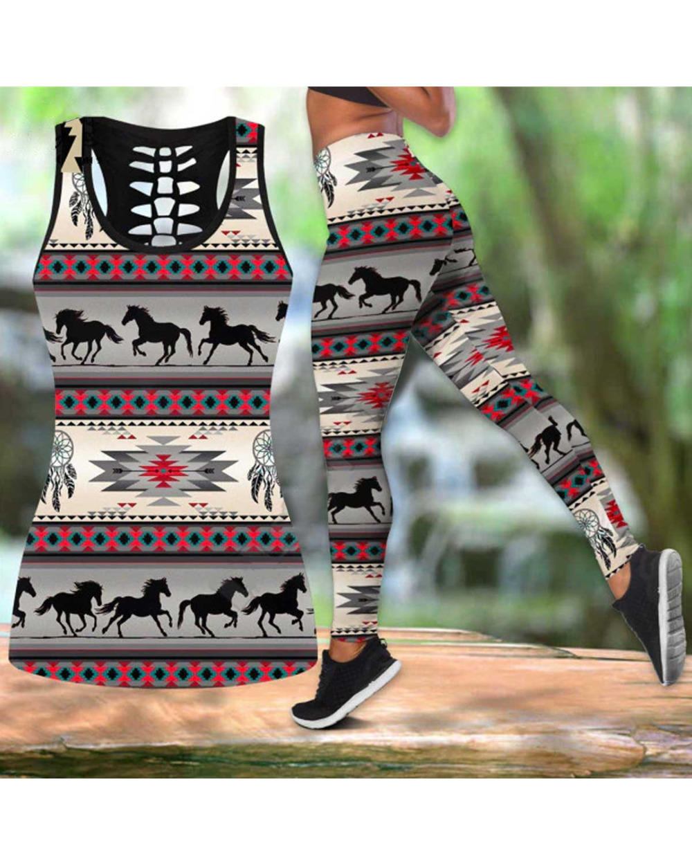 Workout Pants Eagle 3D Printed Hollow Tanktop sexy Yoga Suit Fitness Soft Legging front-4