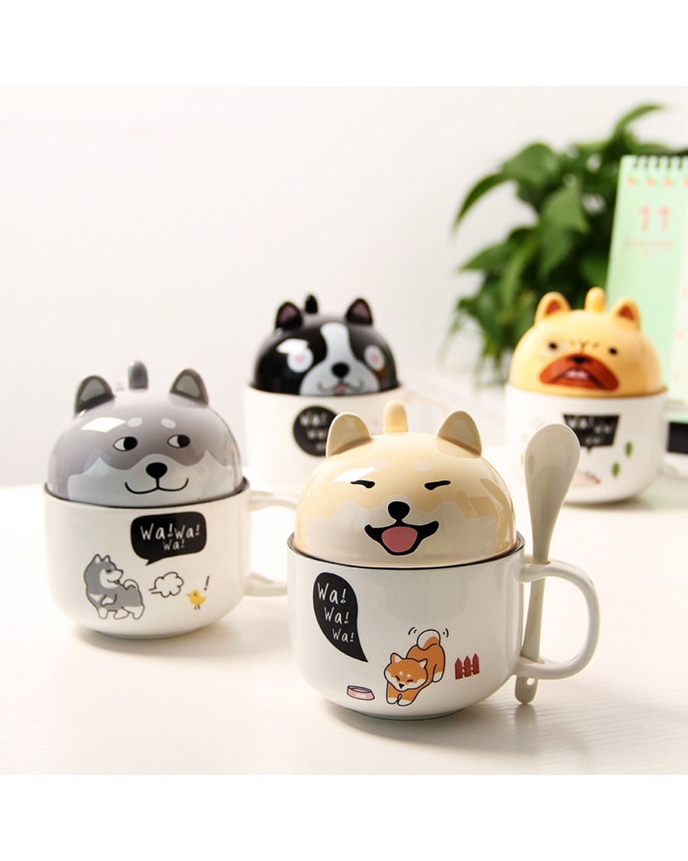 Ceramic Coffee Mugs Cute Cartoon Cat Mug With Lid Spoon Large Capacity Tea Cup Cute Animals Water Cup Couple Gift Snack front-0
