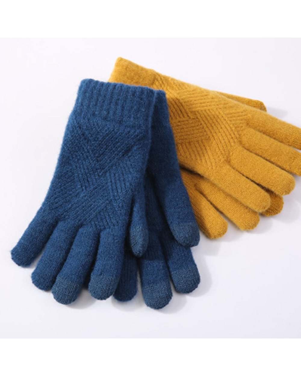 Female Winter Warm Knitted Full Finger Gloves Men Solid Woolen Touch Screen Mittens Women Thick Warm Cycling Driving Gl front-4