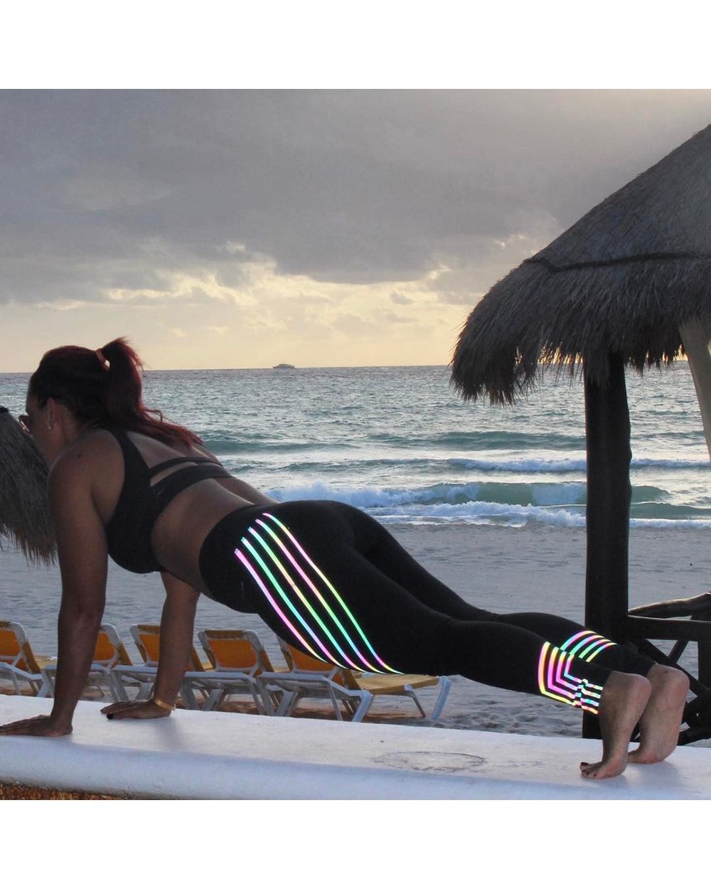 Reflective Material Printed Fitness Leggings Slim Stretch Elastic Glow in Dark Pants Trousers front-2