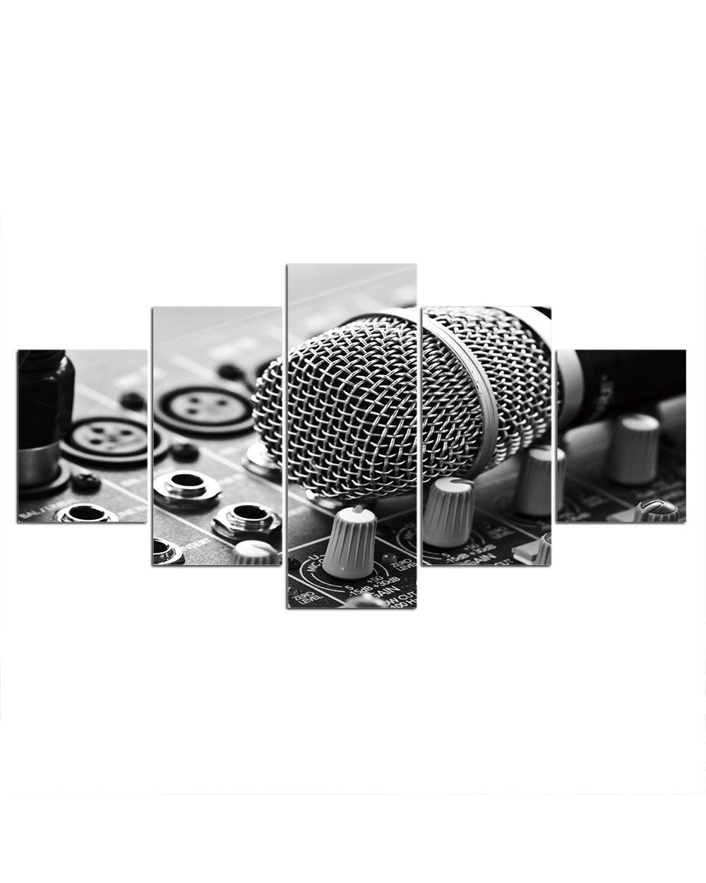 Music Equipment Microphone Picture Print Music 5 Panel Canvas Art Wall Decor front-2