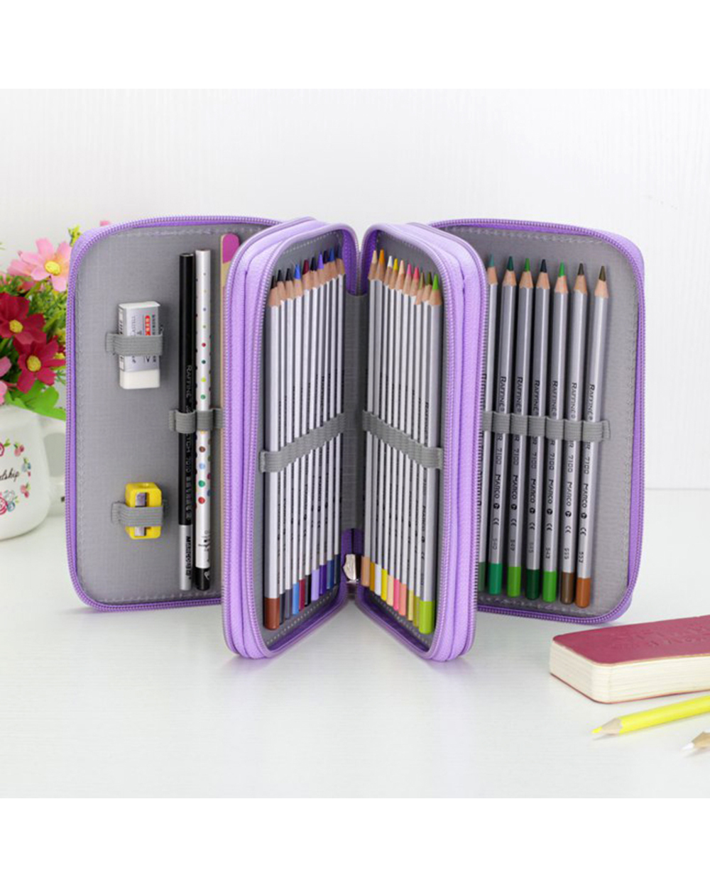 36/48/72 Holes Pencil Case For Drawing Painting Art Marker Pens Multifunction Large Capacity School Stationery Bag Pouc front-5