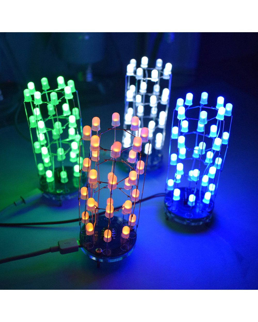 Led Cylindrical Cube8x4 Light Cube Electronic Diy Simple Making Kit For Beginners front-0
