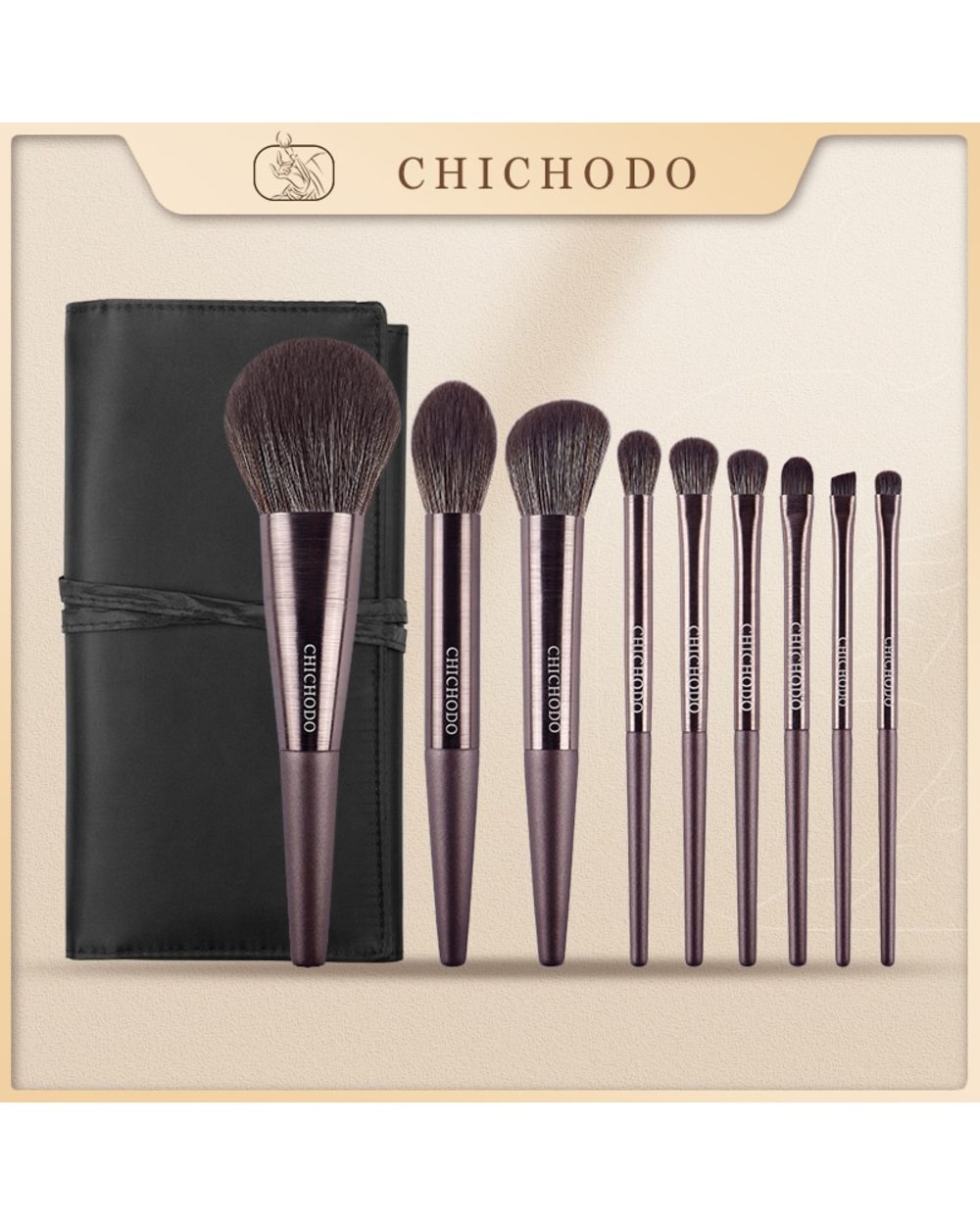 CHICHODO makeup brush-Violet 9pcs cosmestic brushes series-high quality fiber beauty pens-synthetic cosmetic tool front-0