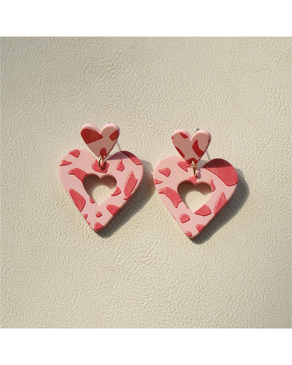Korea Cute Macaron Pink Acrylic Earrings for Women front-1