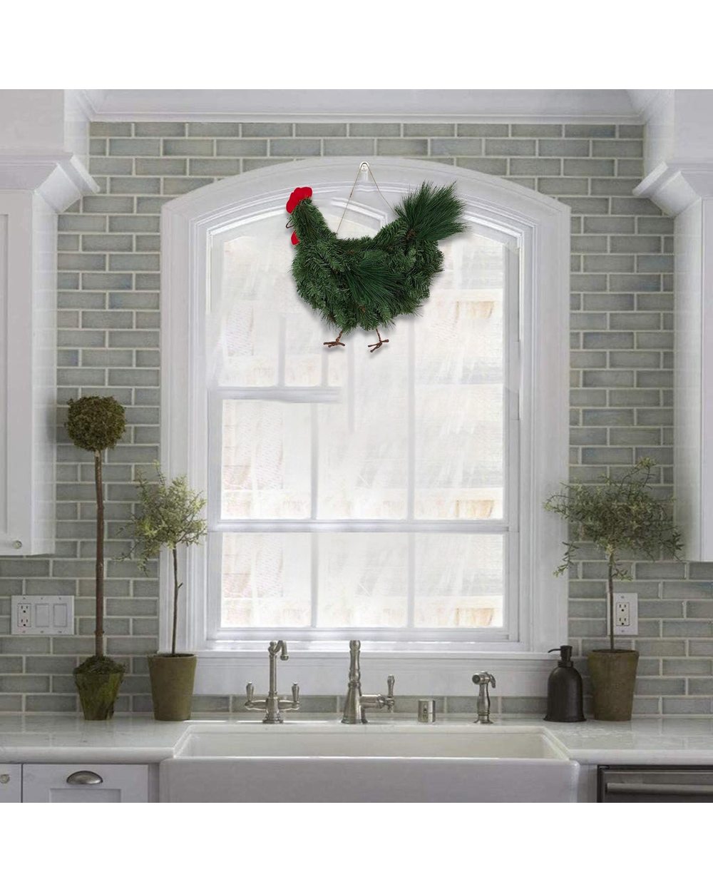 Rosster Chicken Wreath - Rooster Christmas Wreath Outdoor Christmas Wreath For Front Door front-2