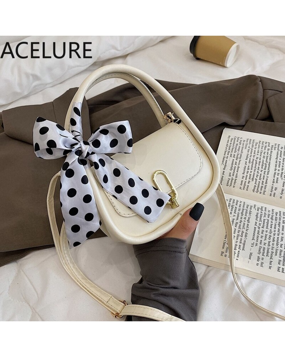 ACELURE Solid Color Soft PU Leather Small Shoulder Crossbody Bags for Women Elegant Ladies Cover Messenger Bags front-3