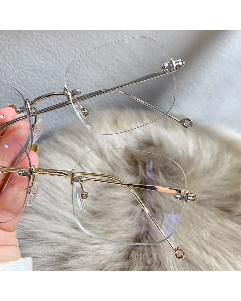 Rimless Myopia Glasses Diopter 0 -1.0 -1.5 -2.0 -2.5 -3.0 -3.5 4.0 Metal Frame Women Men Unisex Frameless Nearsighted E front-4