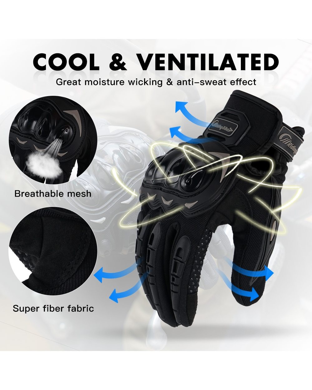 Motorcycle Glove Moto PVC Touch Screen Breathable Powered Motorbike Racing Riding Protective Gloves Summer front-0