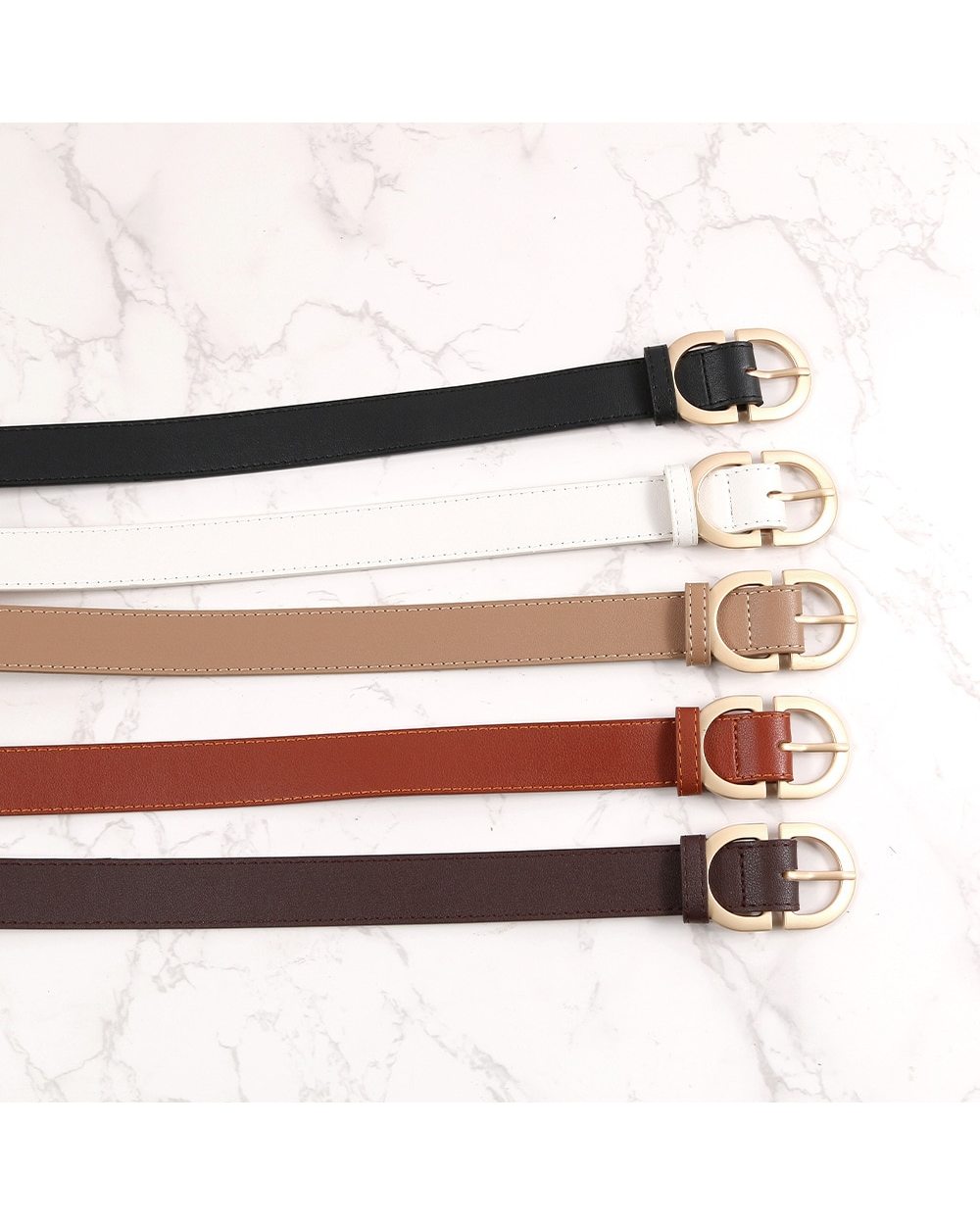 The New Classic Retro Fashion All-Match Leather Light Body Round Buckle Simple Circle Pin Belts For Women Fashion Jeans front-1