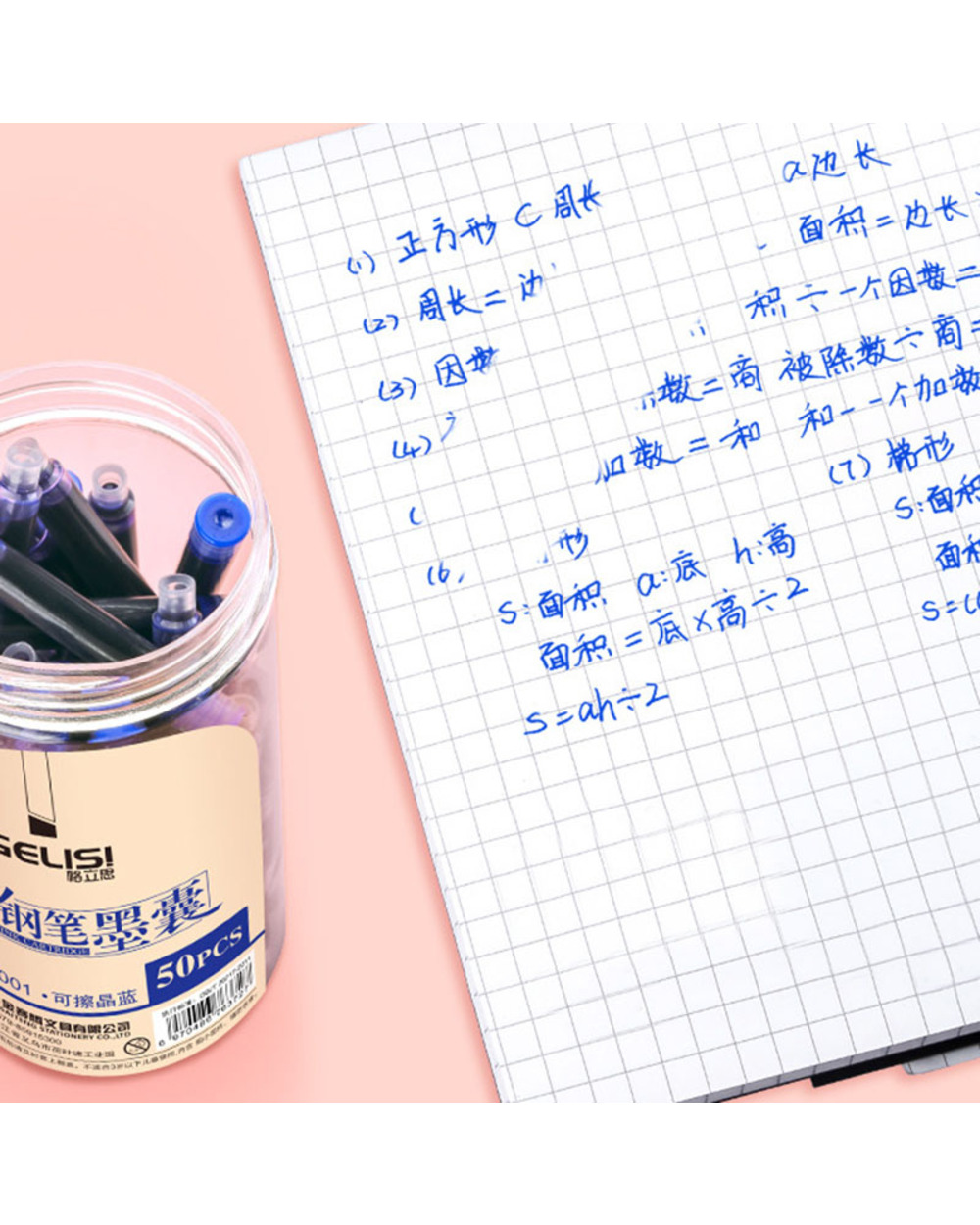 50Pcs Disposable Dia 3.4Mm Fountain Pen Ink Cartridge Refills Bottle/Bag Set Blue/Black/Red School Office Stationery Su front-3