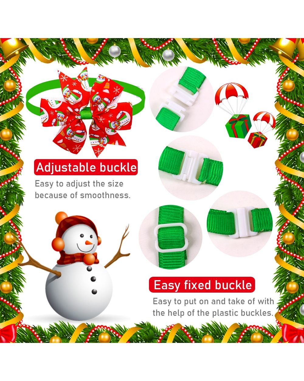 100pcs Dog Christmas Accessories Dog Bow Tie Pet Dog Cat Xmas Bowties Neckties Small Dog Holiday Grooming Accessores front-2
