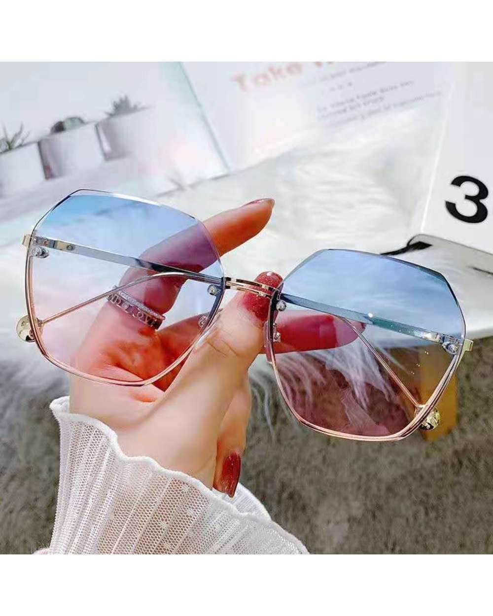 Fashion Hexagon Sunglasses Women Brand Designer Luxury Gradient Lens Sun Glasses Lady Square Oversized Shades Female Ey front-3