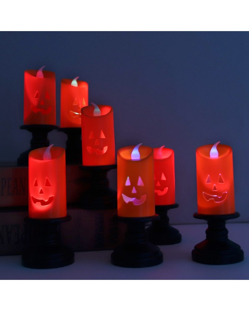Halloween Lights LED Candle Pumpkin Candlestick Lamp Scery Spider Happy Halloween Carnival Party Decoration front-1
