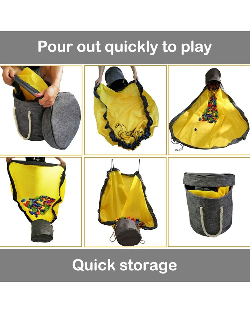 Toy Storage Bag Basket - Large Play Mat Toy Clean-up Storage Container Storage Bucket Waterproof Container For Kids front-2