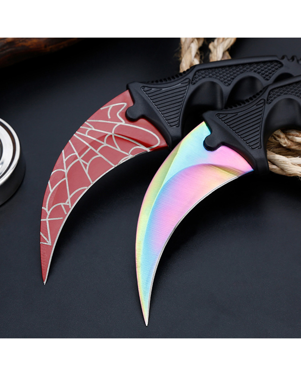 Real Counter Strike Karambit Knife Fixed Blade Lore Sheath Tiger Tooth Rainbow Tactical Survival Tool Hunting Knifes front-1