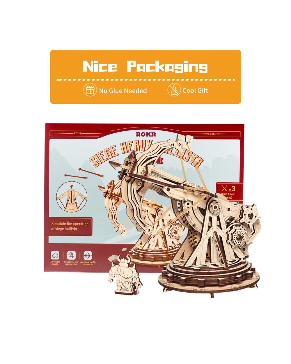 ROKR DIY 3D Medieval Siege Weapons Wooden Puzzle Game Assembly Toy Gift for Children Teens Adult KW front-5