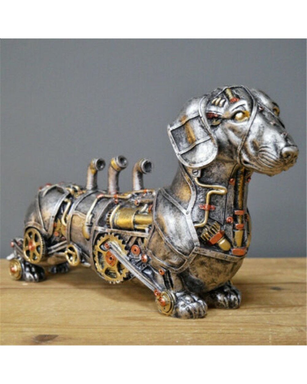 Resin Steampunk Dachshund Dog Figurine front-0