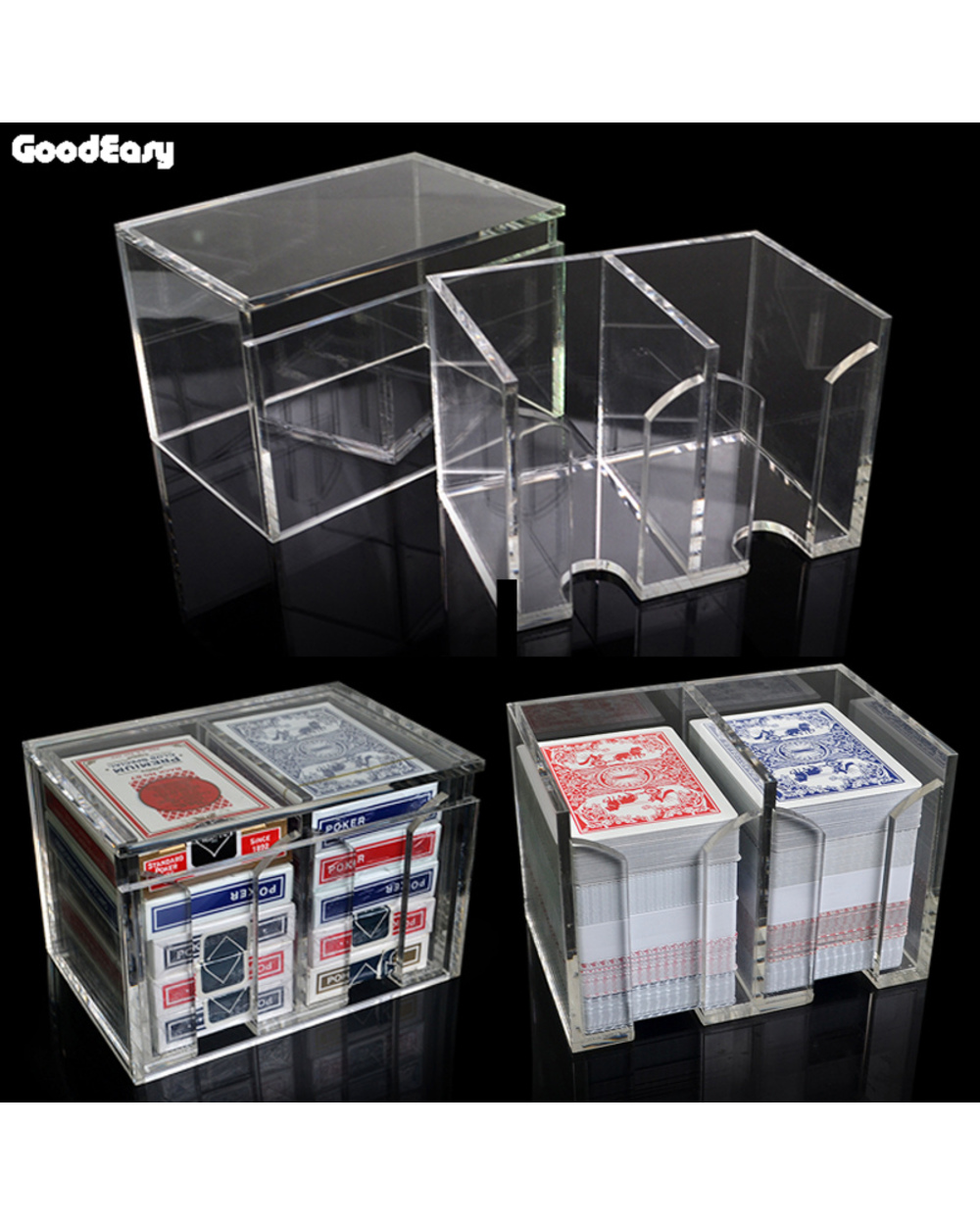 High Quality Playing Card Holder Clear Acrylic Texas Poker Card Box Black Jack Baccarat Casino Board Game Accry front-0