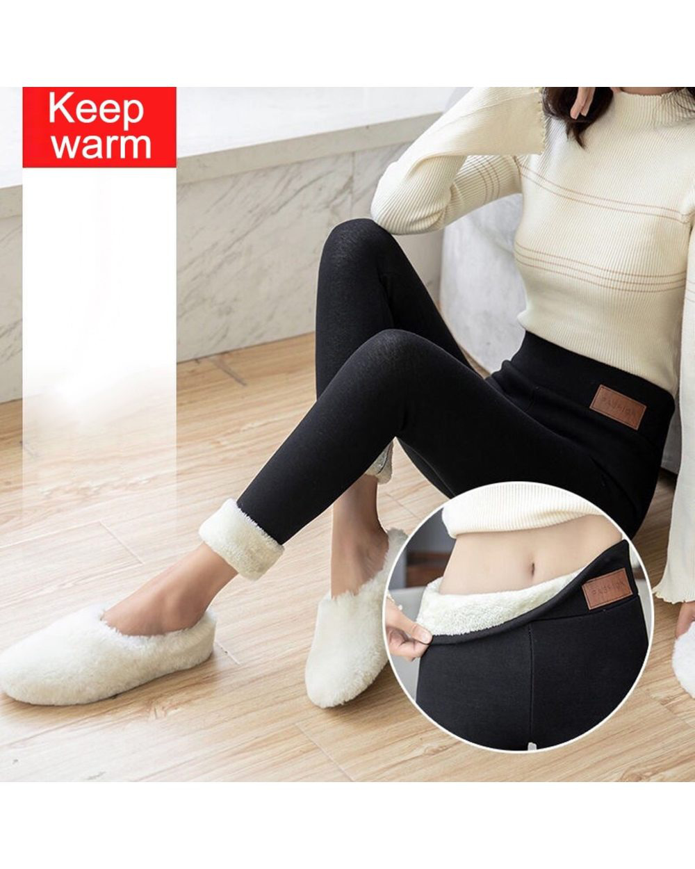 Winter Pants Thermal Leggings High Waisted Pants For Women Flannel Streetwear Trousers Women Winter Casual Pants Women. front-3
