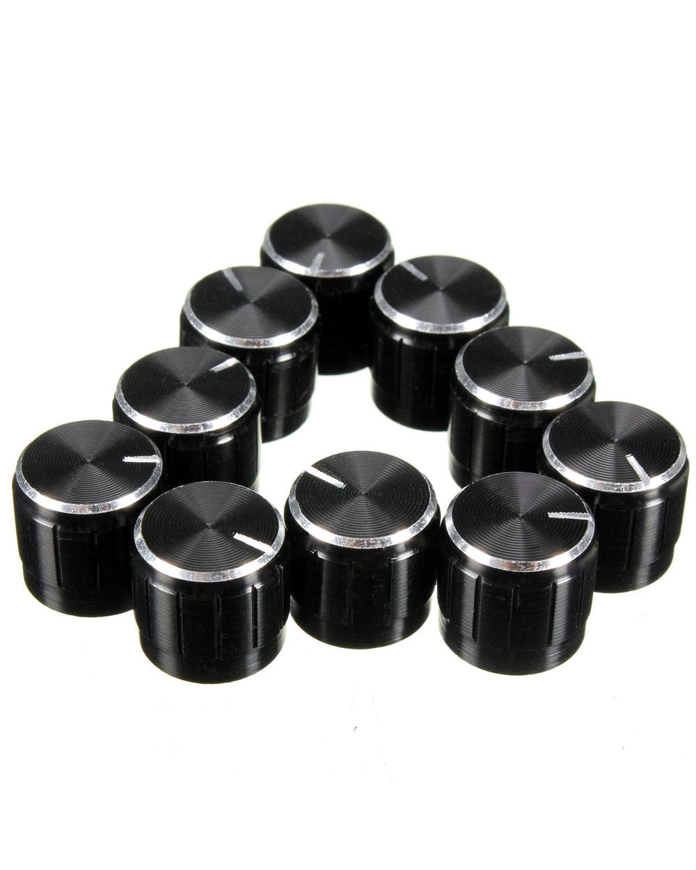 10Pcs/Lot Black 6Mm Potentiometer Knobs Caps Knurled Shaft Potentiometer Control Knob Diameter 15Mmx17mm Aluminum Swit front-2